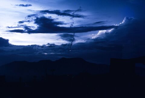 Nightly curfew flare from Nui Dat towards to west to indicate that it was the night curfew. All villagers should have returned from the fields.