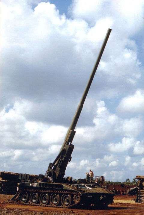 U.S. Army M 107 175mm SP Gun Battery A 1st Battalion 83rd Artillery Regiment at Camp Everett 1 ATF 4.67