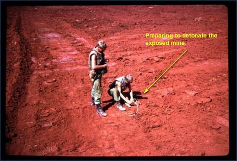 Preparing the to detonate the mine