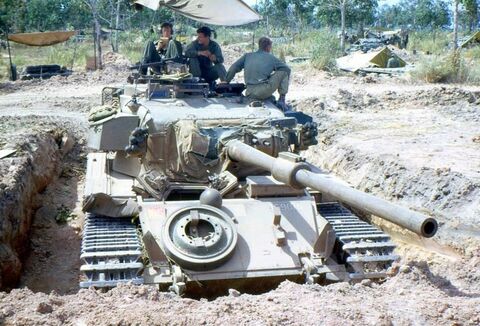Centurion Tank ARN 169076 32Alpha at FSB Julia Dec 1968 Left to Right Tpr Don Webber, Tpr Ross Prior and Sgt Mick Rainey.